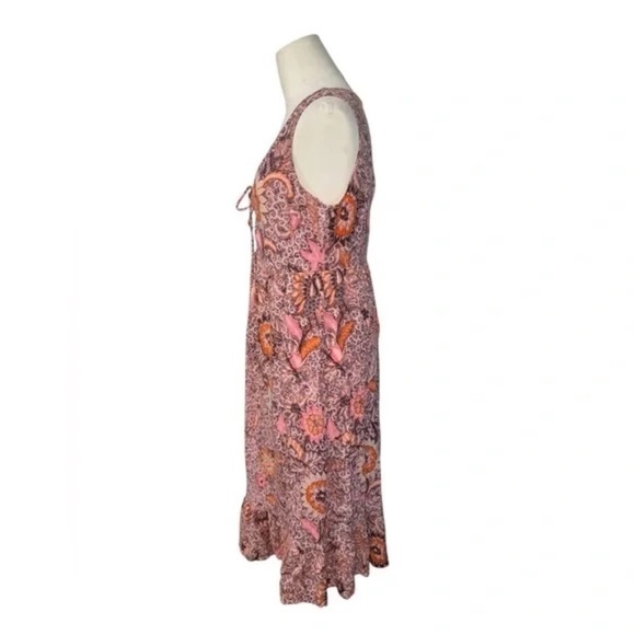MADEWELL - Lace-Up Ruffle-Hem Midi Dress in Bali Blooms - Picture 3 of 9